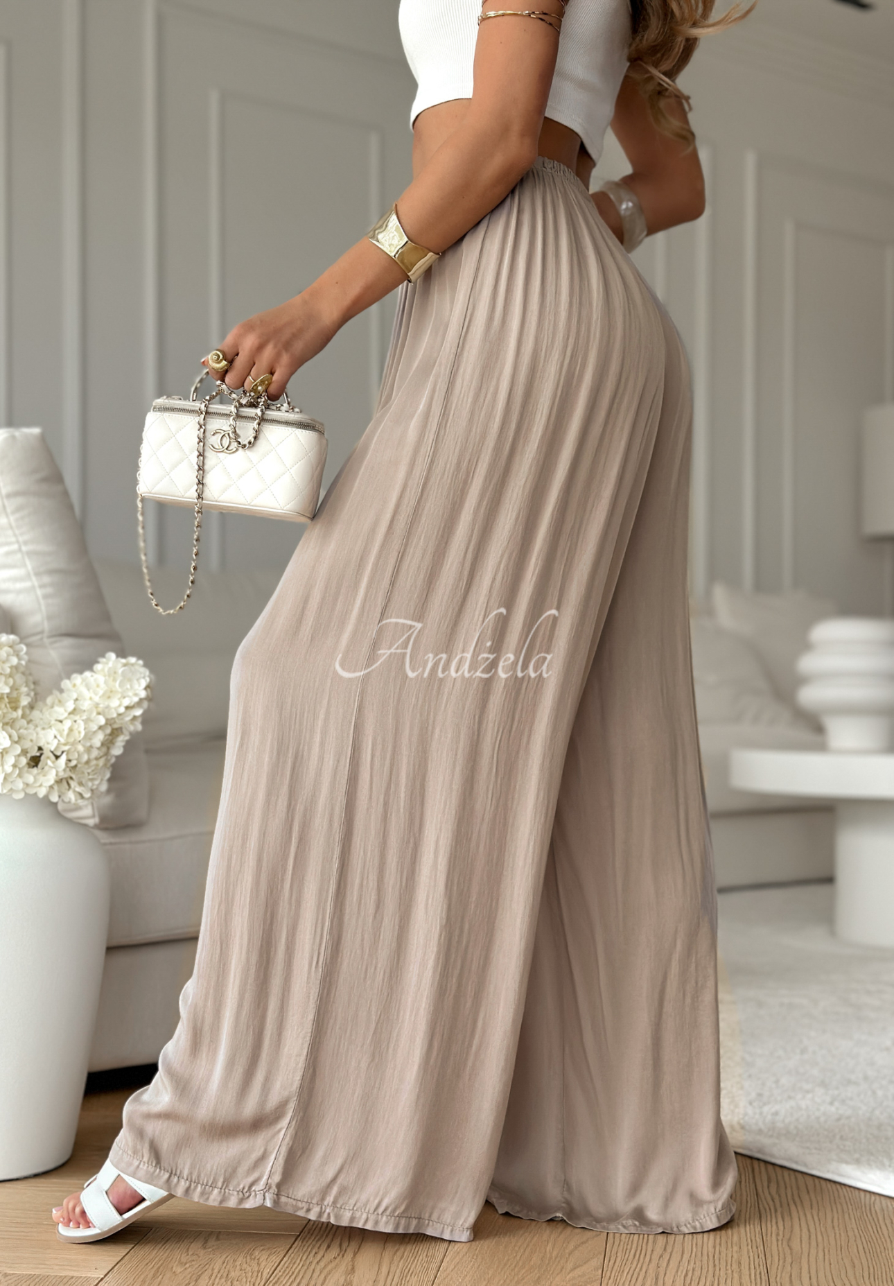 Viscose wide leg pants Letter To Summer mocha