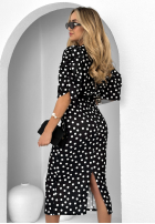 Sukienka z bufkami w groszki Pure Delight czarno-biała