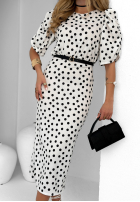 Sukienka z bufkami w groszki Pure Delight biało-czarna