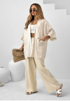 Kardigan z ażurowymi kieszeniami Oceanic Crest złoty