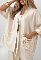 Kardigan z ażurowymi kieszeniami Oceanic Crest złoty