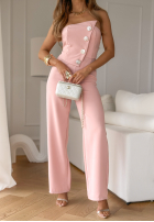 Długi kombinezon z guzikami Glammed Up różowy