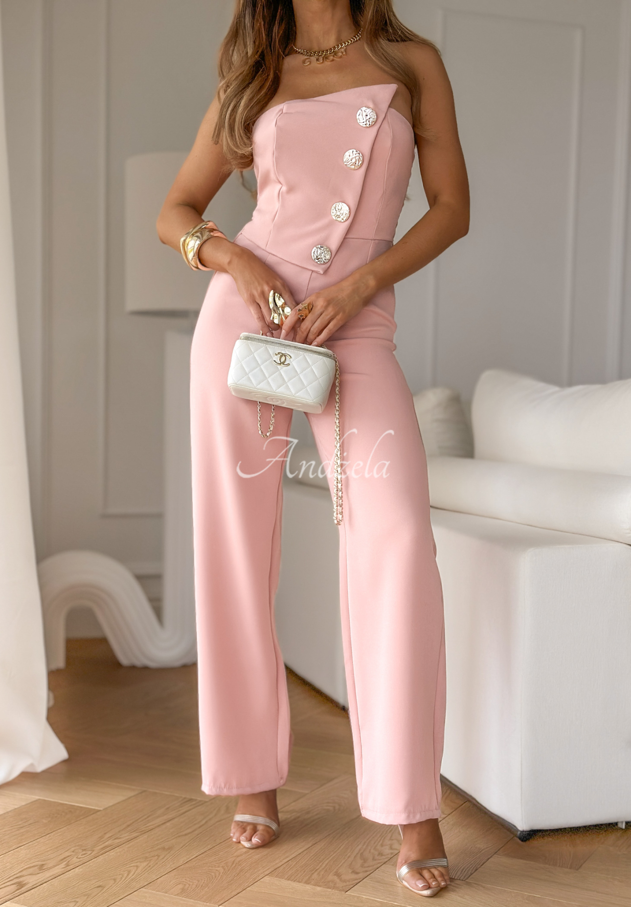 Glammed Up long button down suit pink