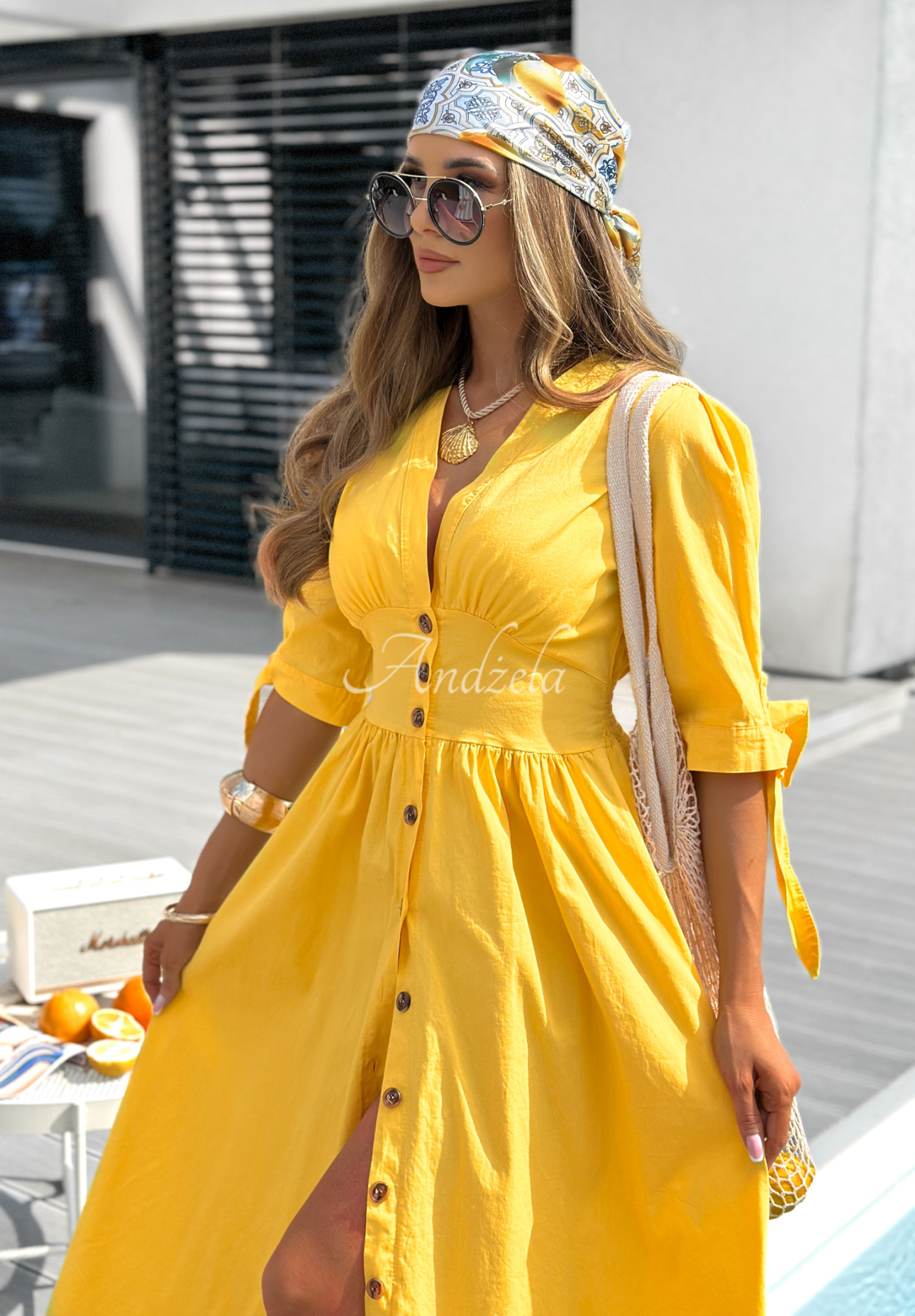 Sukienka midi Watching The Sunrise bananowa