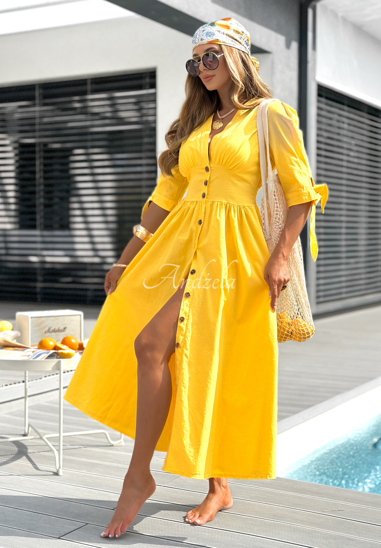 Sukienka midi Watching The Sunrise bananowa