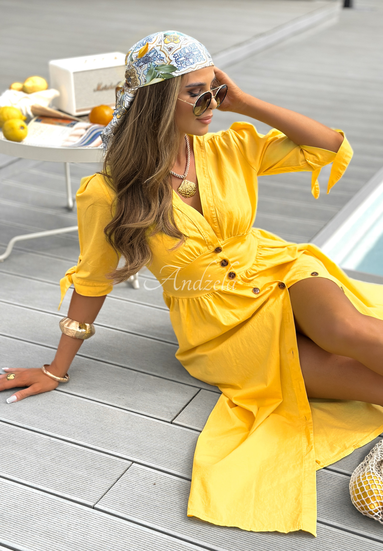 Sukienka maxi Watching The Sunrise bananowa