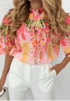 Wzorzysta koszula Meadow Mosaic biało-różowa