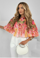 Wzorzysta koszula Meadow Mosaic biało-różowa