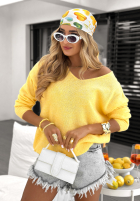 Sweter z dekoltem Caffe Latte żółty