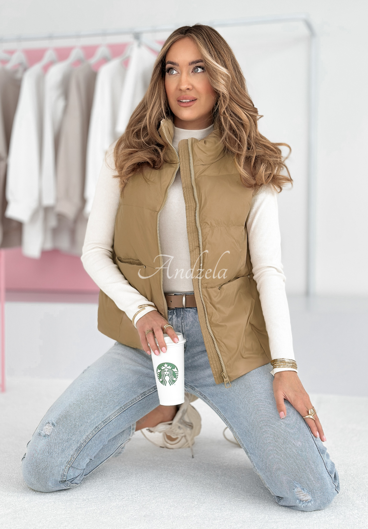 Say Nothing dark beige down vest