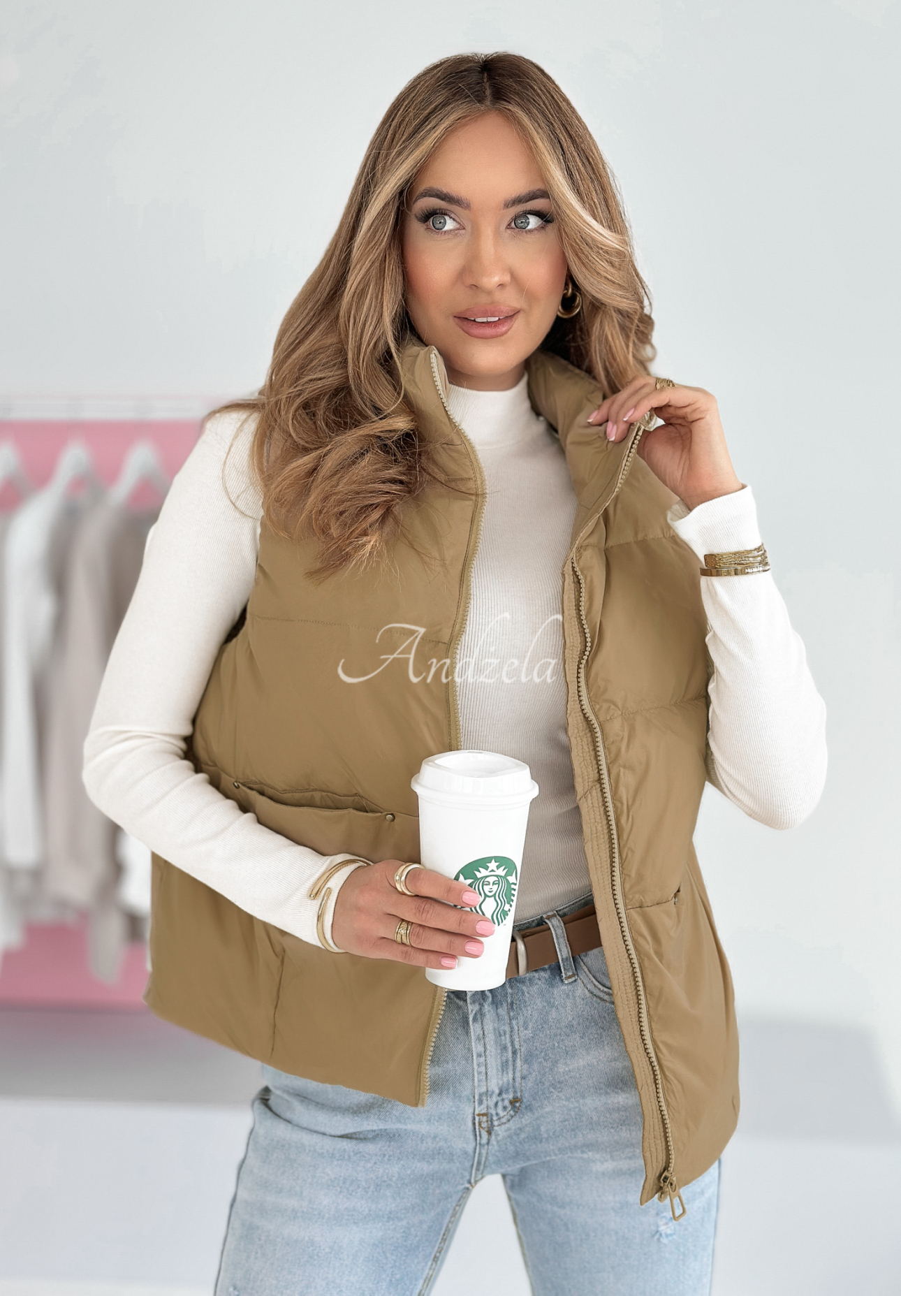 Say Nothing dark beige down vest