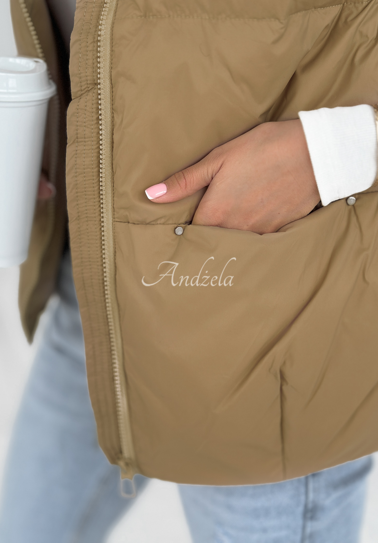 Say Nothing dark beige down vest