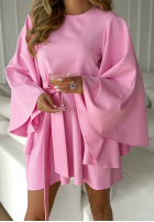 Trapezowa sukienka nietoperz z paskiem Happiness Magnet różowa