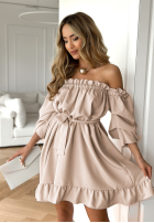 Sukienka hiszpanka z paskiem More Than That beżowa