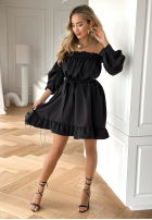 Sukienka hiszpanka z paskiem More Than That czarna