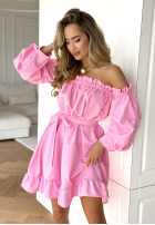 Sukienka hiszpanka z paskiem More Than That różowa