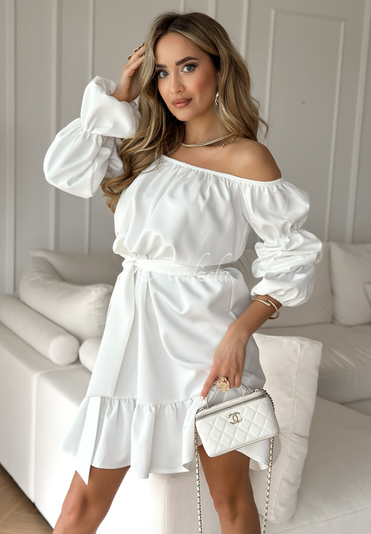 Spanish dress with belt To Love Me ecru