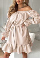 Sukienka hiszpanka z paskiem To Love Me beżowa