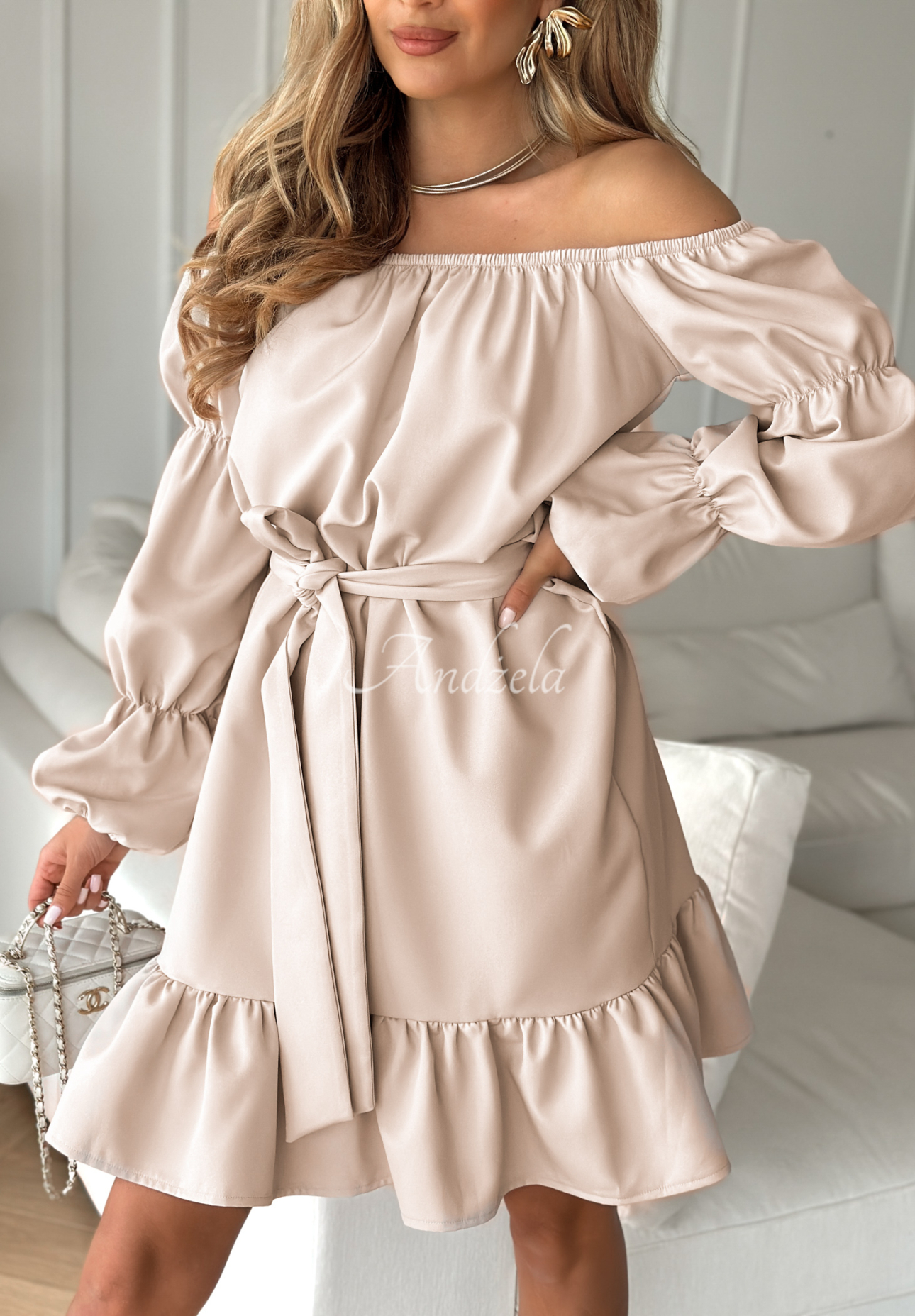 Spanish dress with belt To Love Me beige