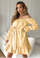 Sukienka hiszpanka z paskiem To Love Me bananowa