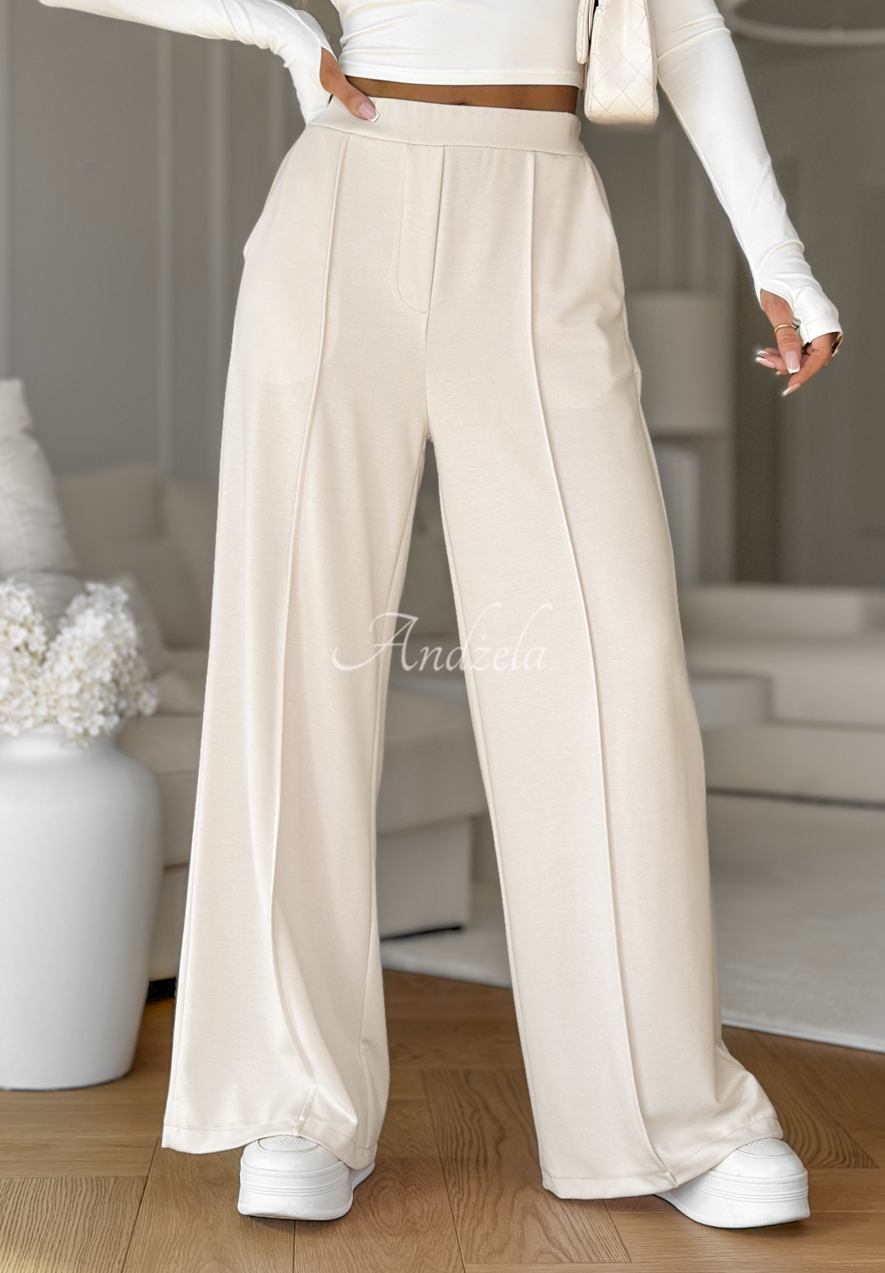 Material wide leg butterscotch pants In My Opinion light beige