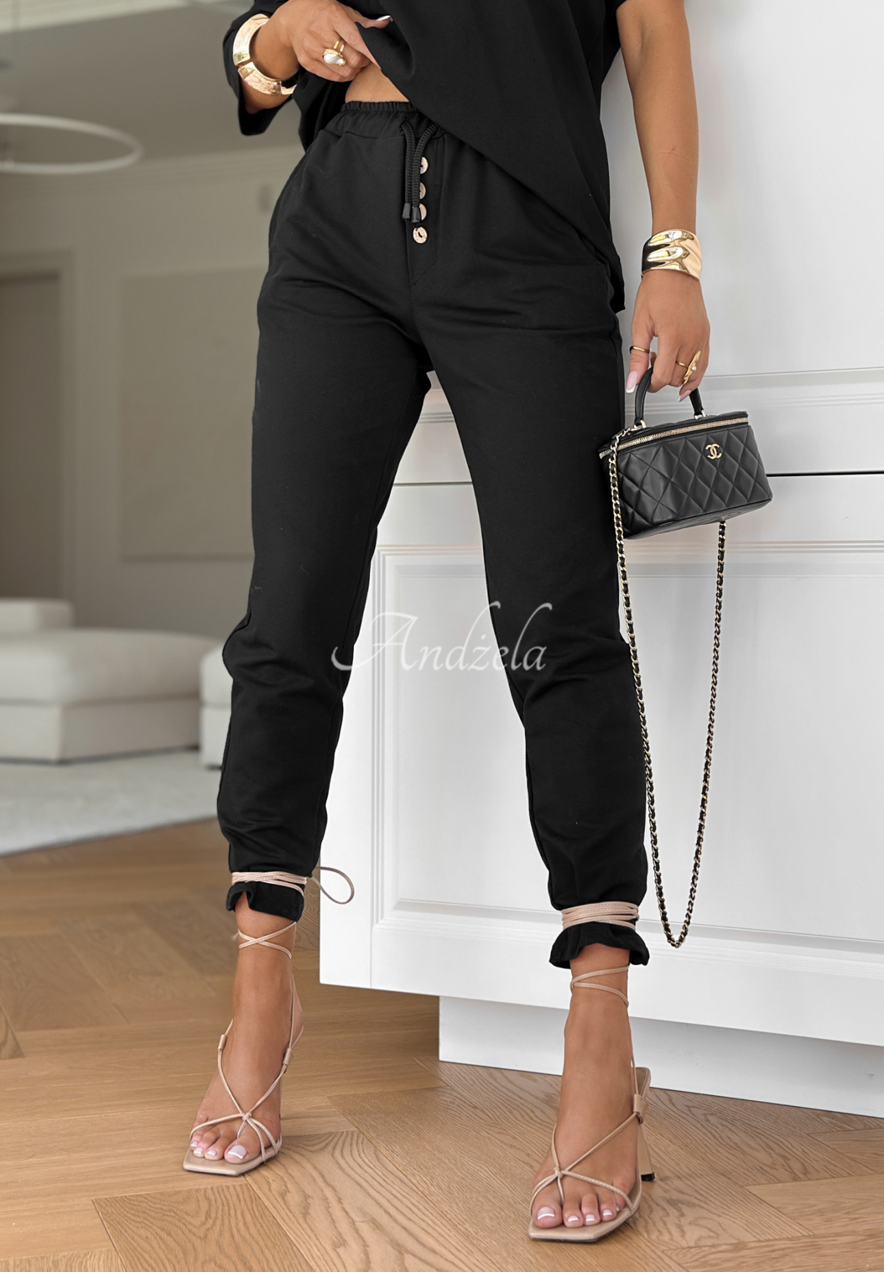 Meet Me Today fabric pants black