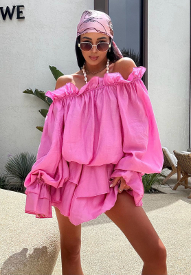 Viscose skirt-shorts La Milla Spring Is In The Air pink