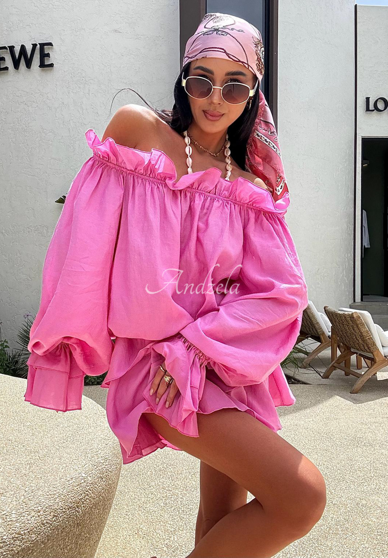 Wiskozowe spódnico-spodenki La Milla Spring Is In The Air różowe