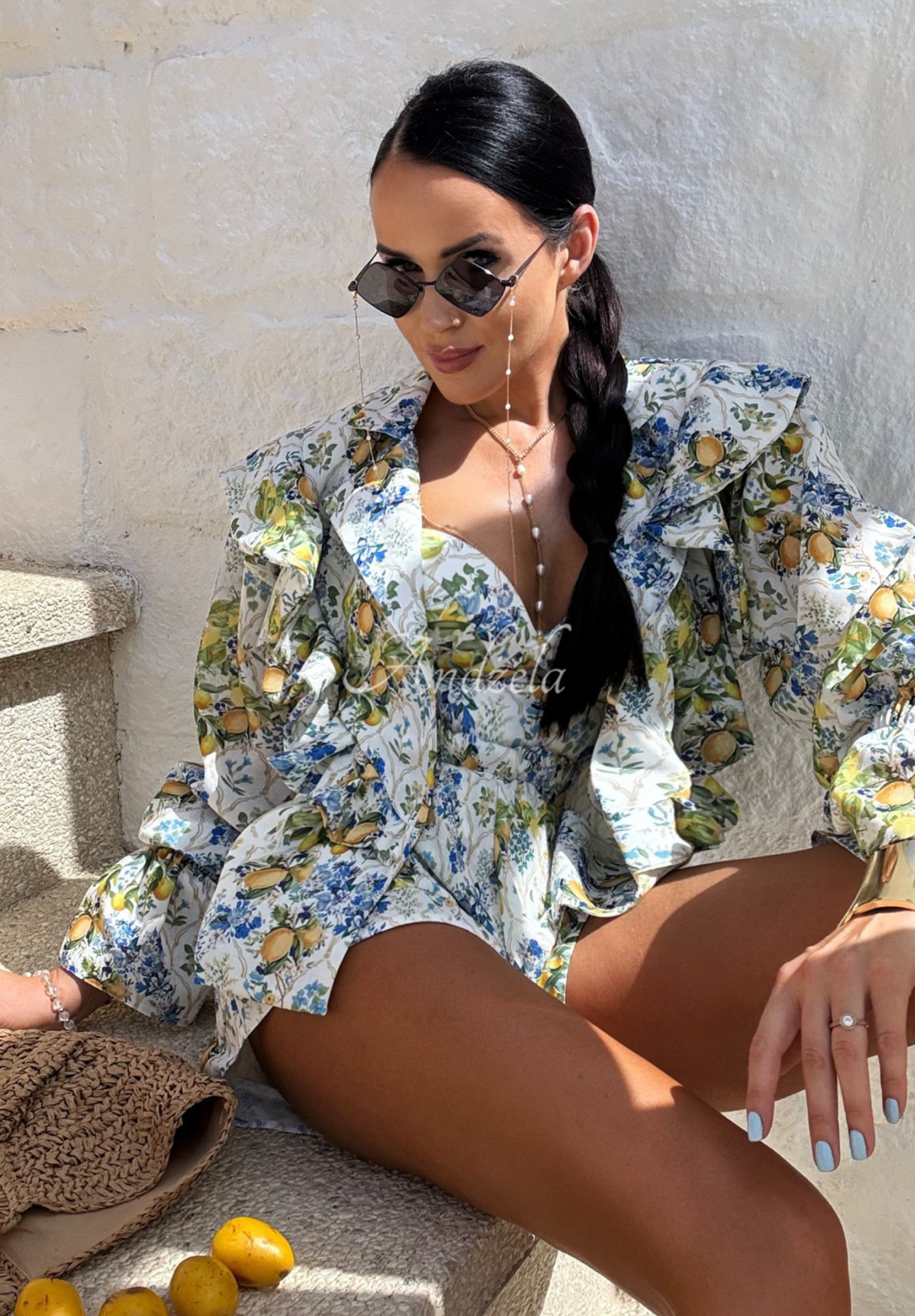 Body kostium kąpielowy w cytrynki La Milla Tasty Lemons żółto-niebieski