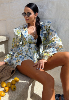 Jednoczęściowy kostium kąpielowy w cytrynki La Milla Tasty Lemons żółto-niebieski