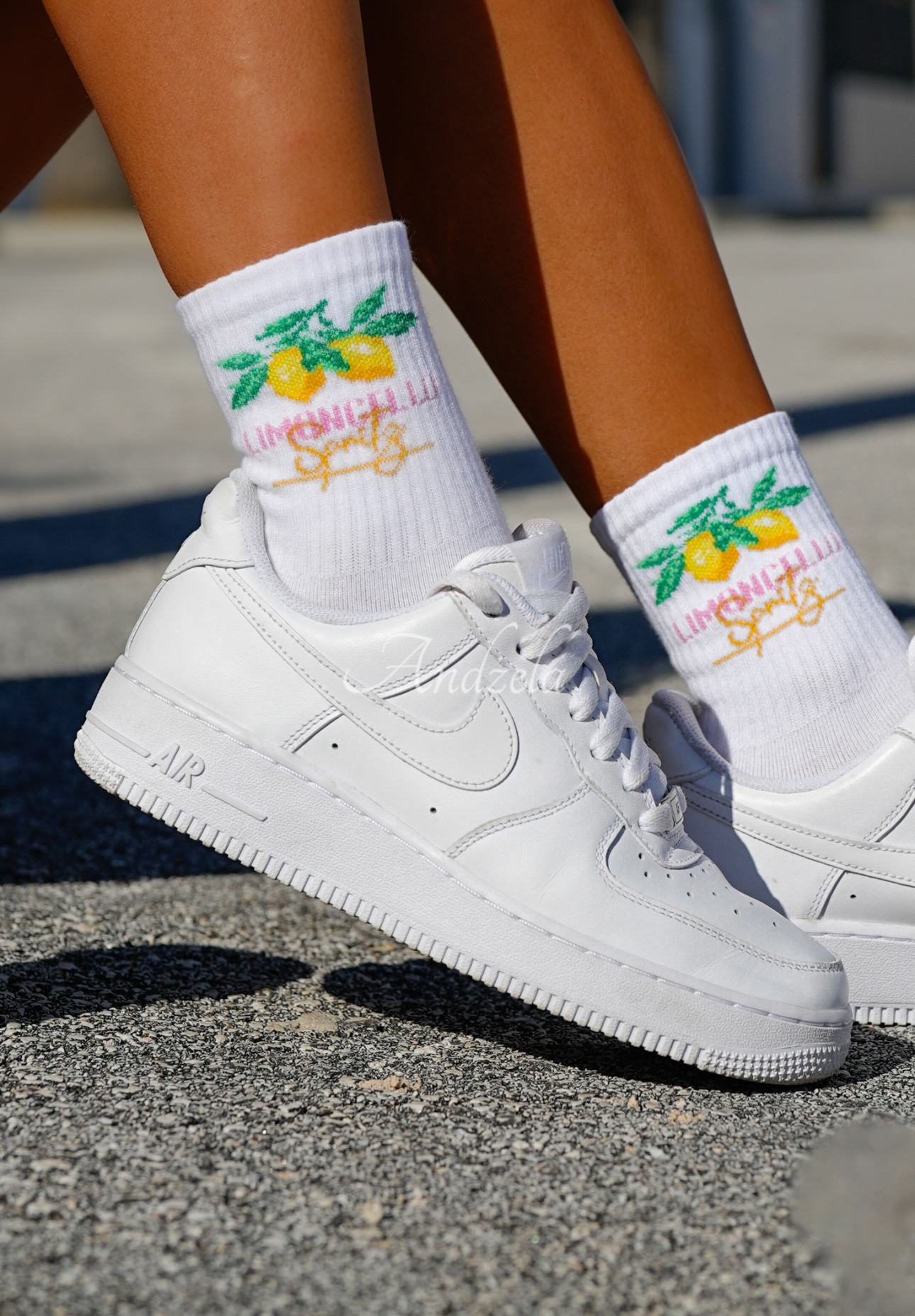 Długie skarpetki Limoncello Sparkling białe