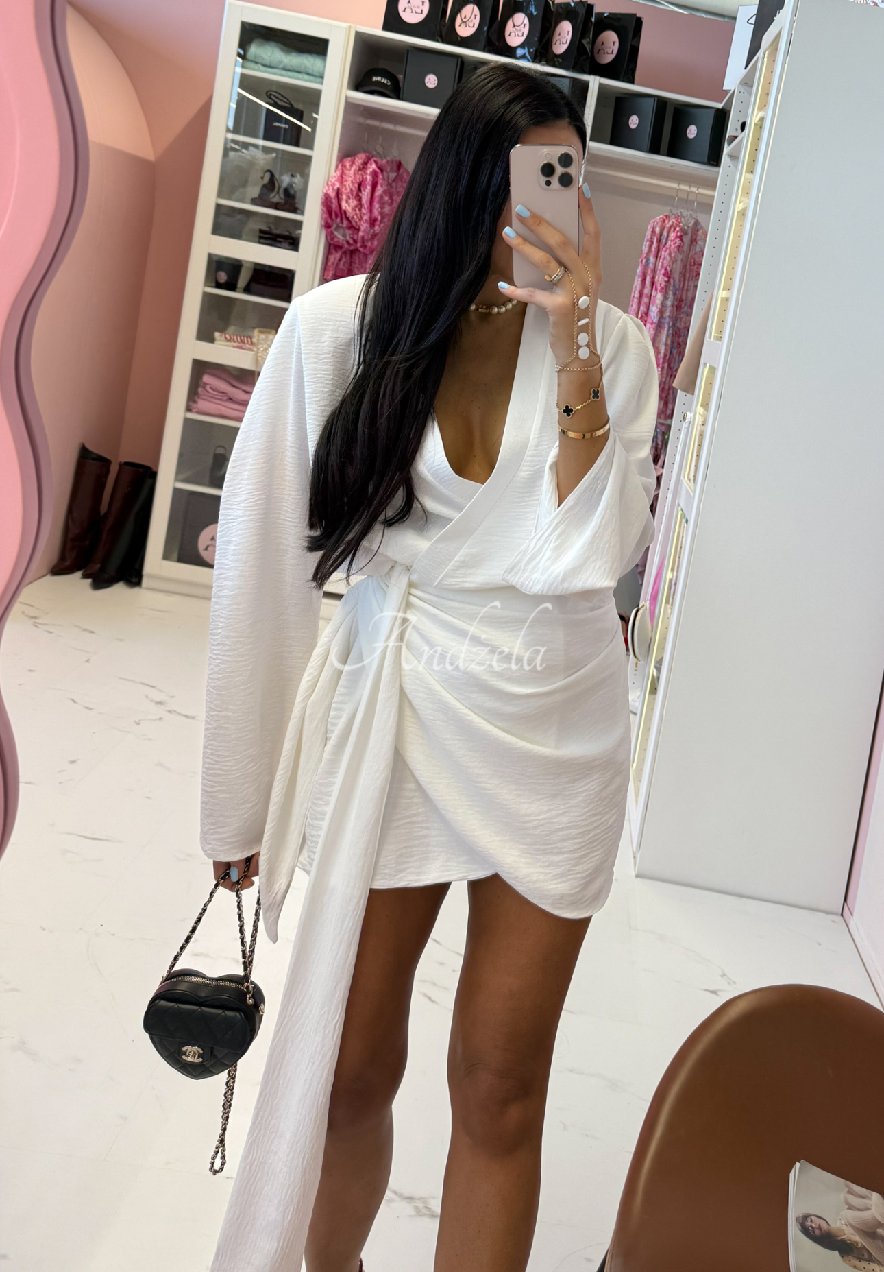 Viscose dress with belt La Milla Don't Waste Time white