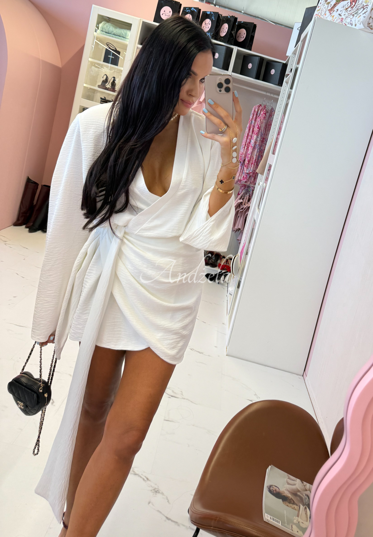 Viscose dress with belt La Milla Don't Waste Time white