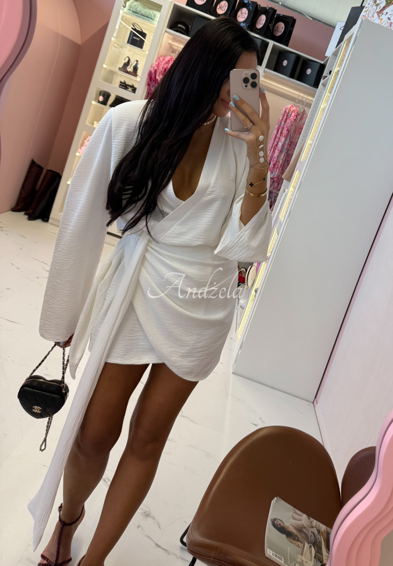 Viscose dress with belt La Milla Don't Waste Time white