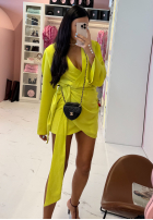 Krótki kombinezon z paskiem La Milla Don't Waste Time limonkowy