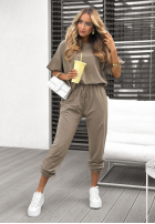 Komplet T-shirt i spodnie dresowe Double Trouble beżowy