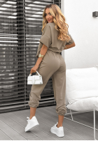 Komplet T-shirt i spodnie dresowe Double Trouble beżowy