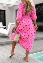 Sukienka w serduszka More Amore bananowo-różowa