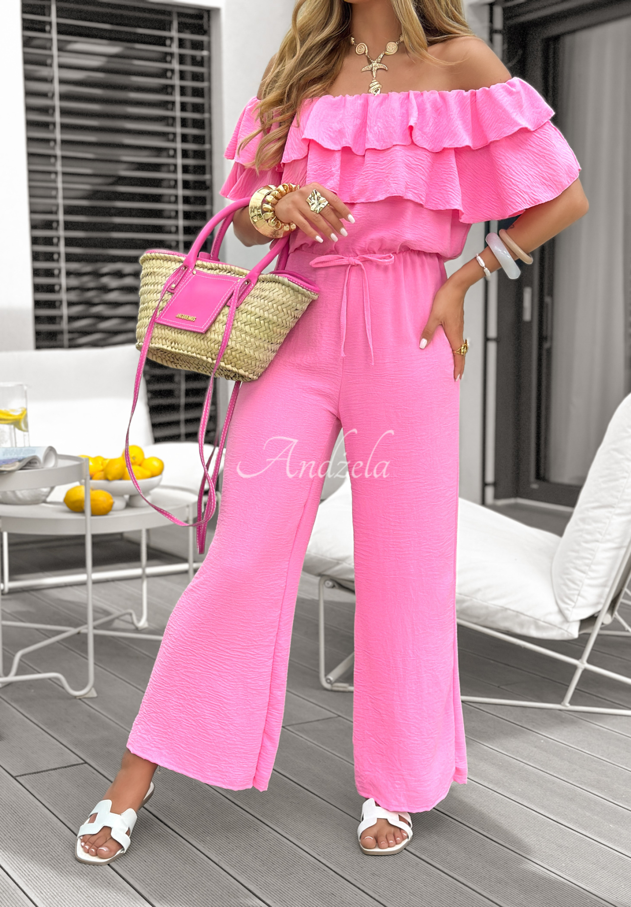 Long jumpsuit with frills My Idea Of Paradise pink