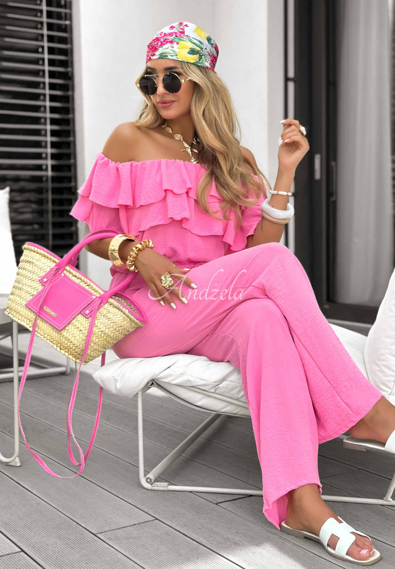 Long jumpsuit with frills My Idea Of Paradise pink