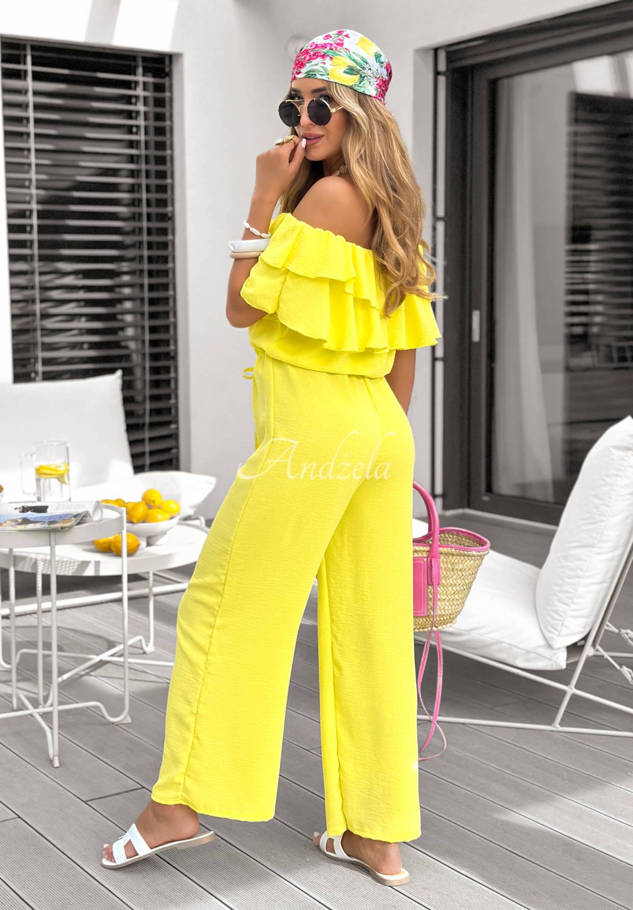 Long jumpsuit with frills My Idea Of Paradise yellow
