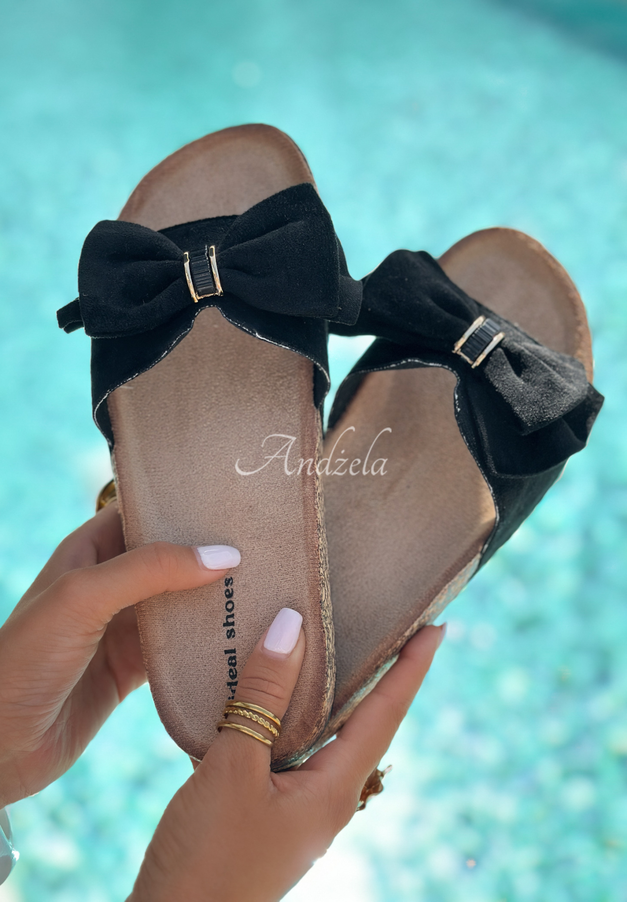 Flip-flops with bow Sicilian Summer black