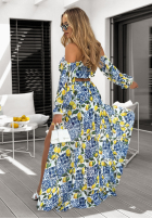 Komplet bluzka hiszpanka i spódnica w cytrynki Tasty Lemons biało-granatowa