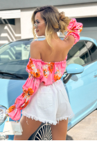 Kwiecista bluzka hiszpanka So Flowery różowa