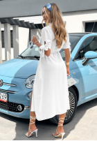 Koszulowa sukienka z paskiem Discovering Florence ecru