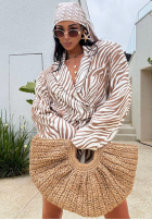 Komplet marynarka i krótkie spodenki w zebrę La Milla Beautiful Love Story biało-beżowy