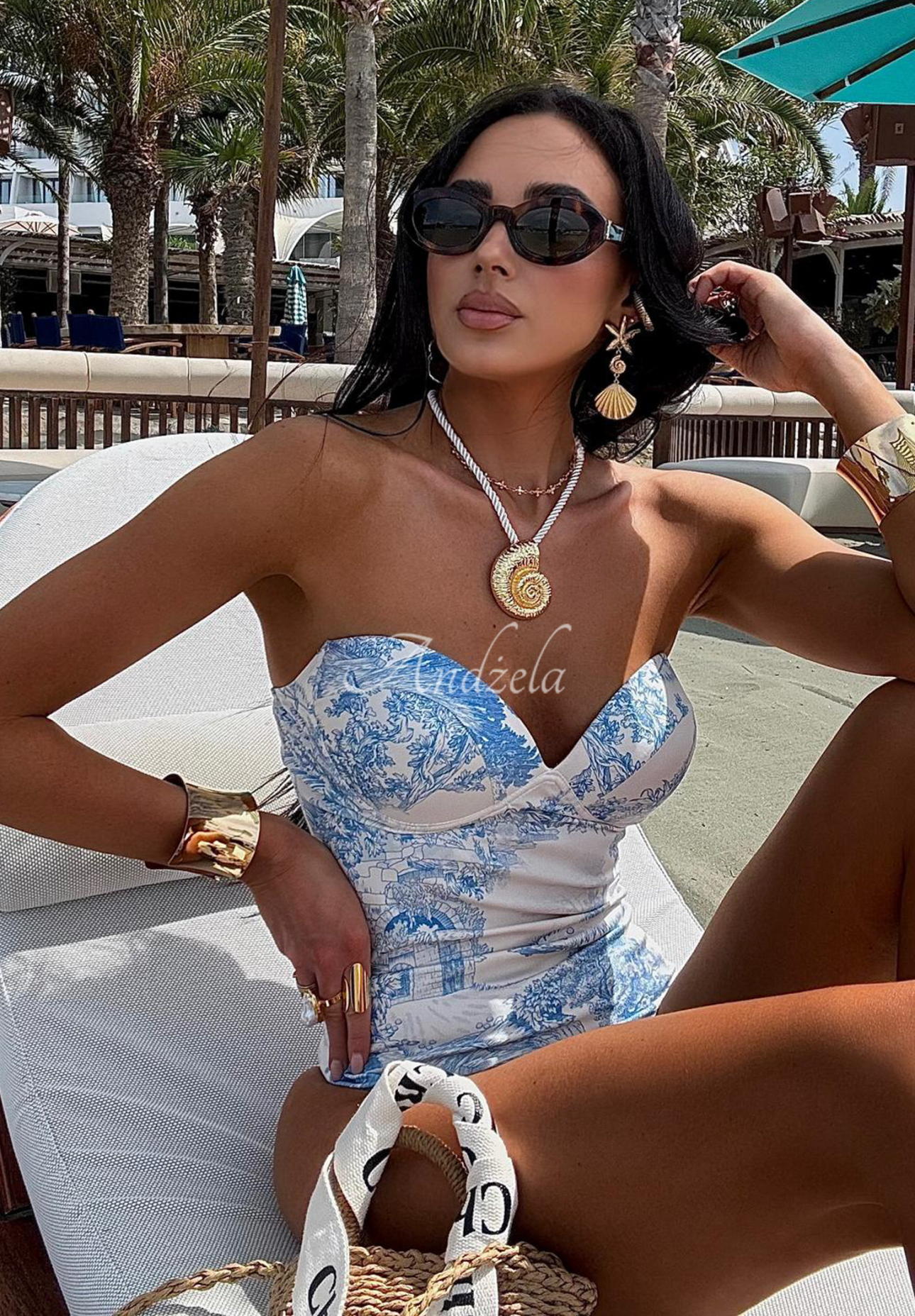 Body kostium kąpielowy we wzory La Milla Dreamy Places błękitny