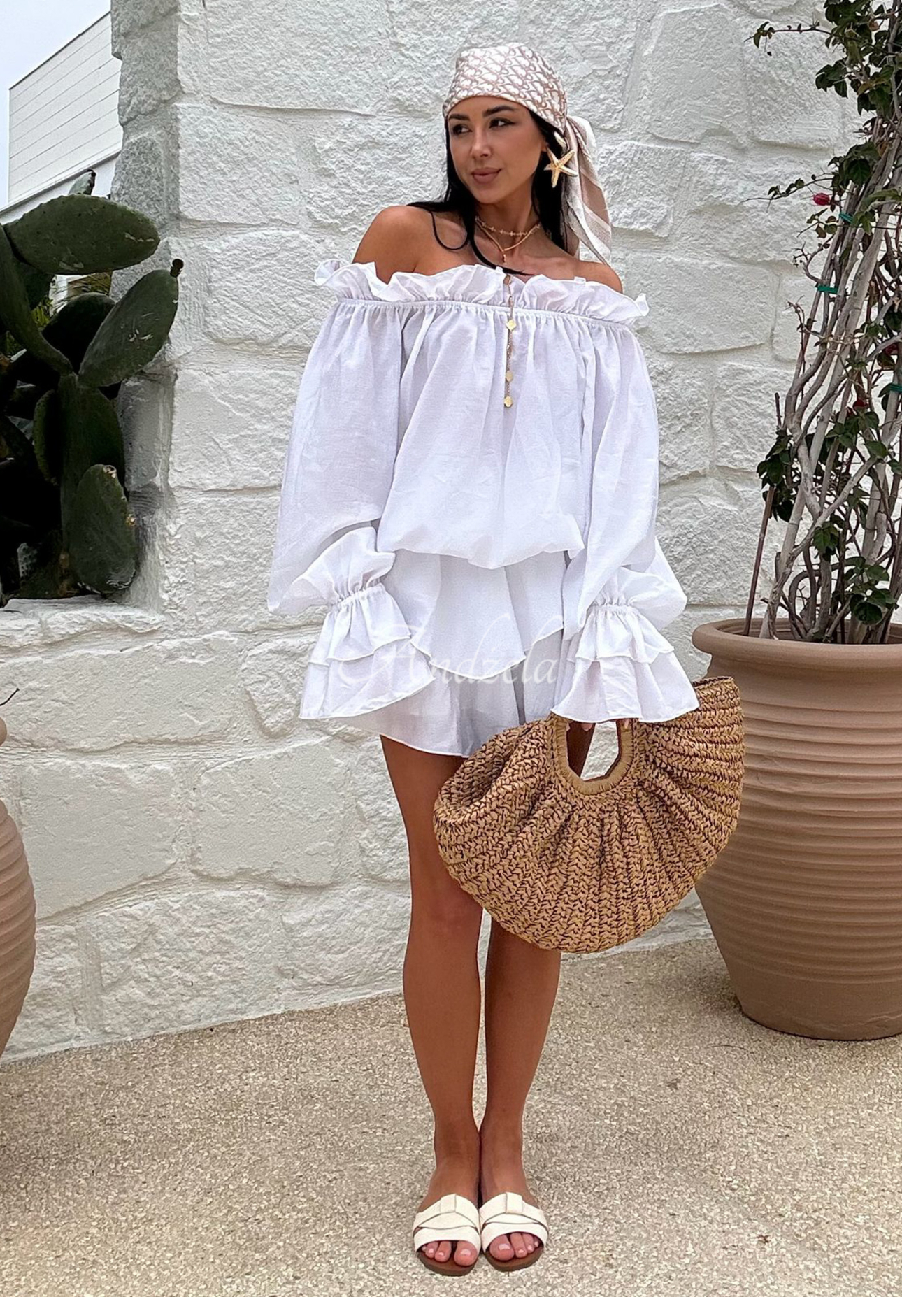 Viscose skirt-shorts La Milla Spring Is In The Air white