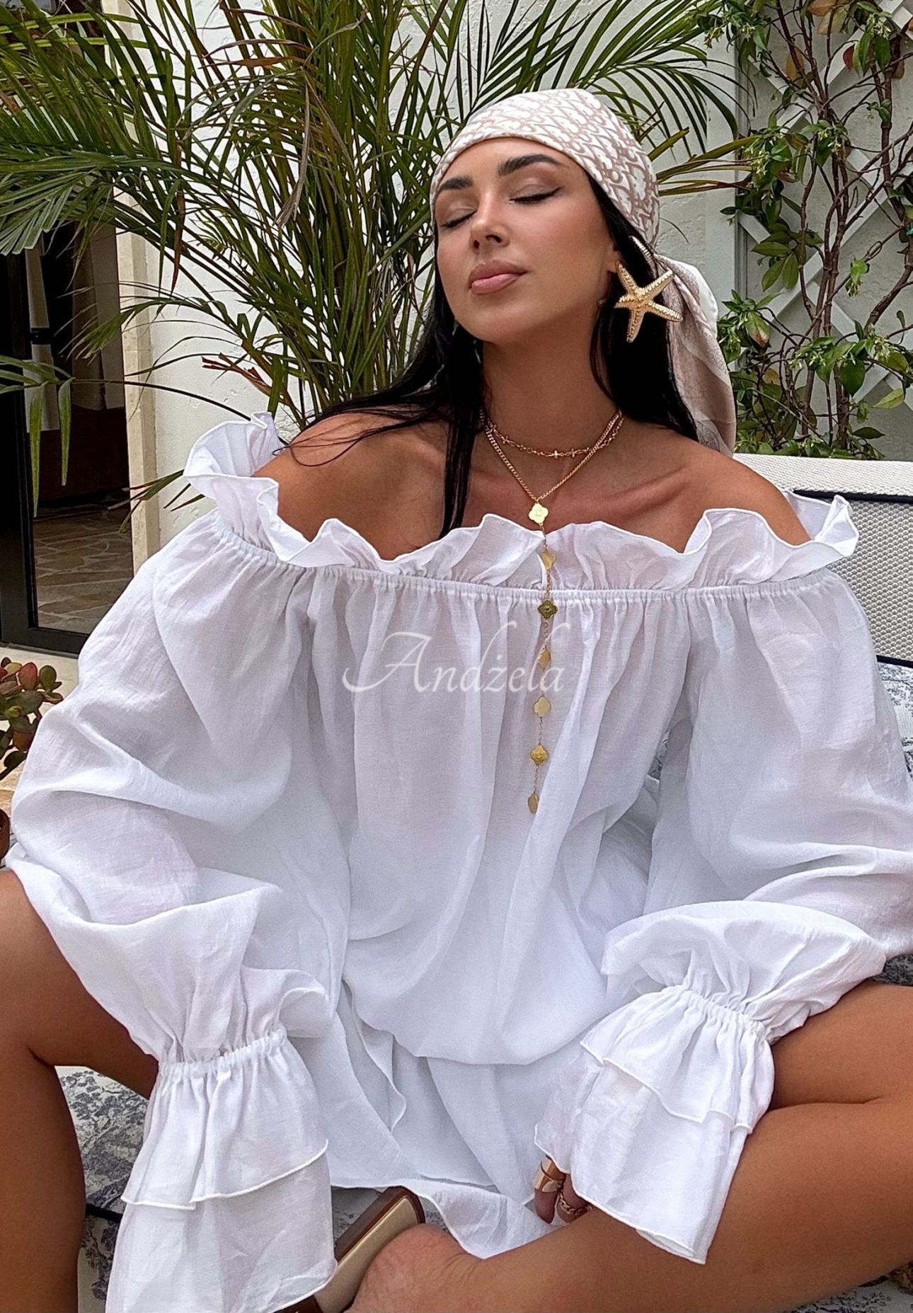 Viscose Spanish blouse La Milla Spring Is In The Air white