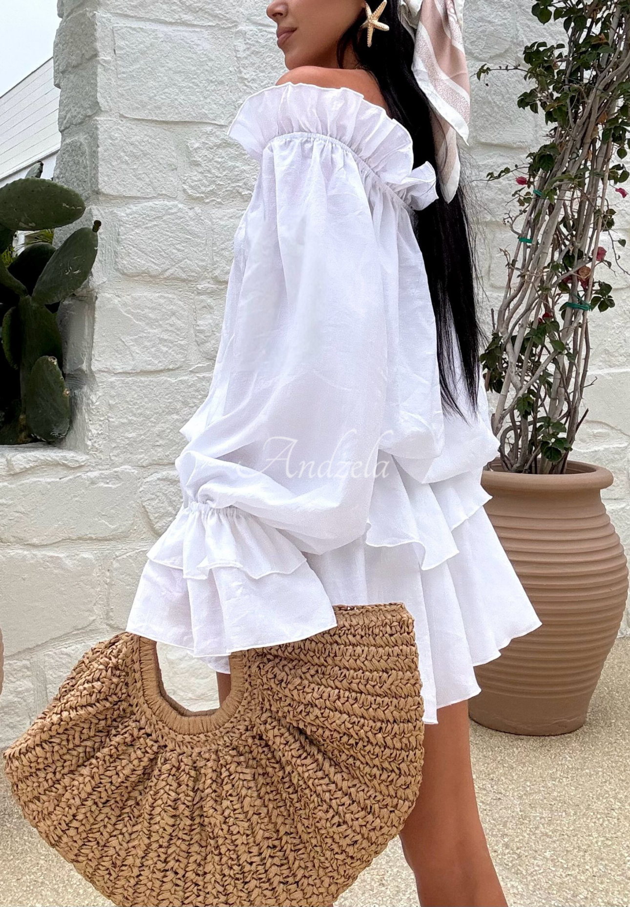 Viscose Spanish blouse La Milla Spring Is In The Air white